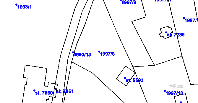 Parcela st. 1997/8 v KÚ Beroun, Katastrální mapa