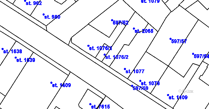 Parcela st. 1076/2 v KÚ Beroun, Katastrální mapa