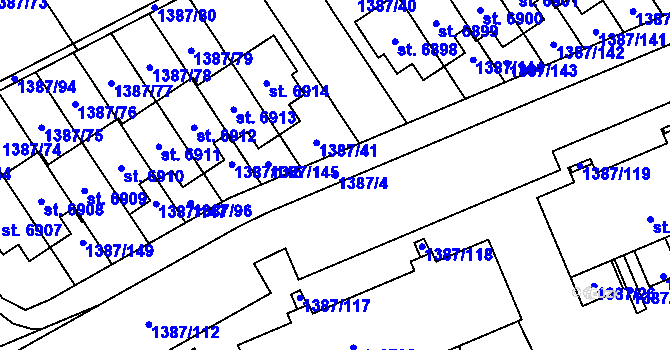 Parcela st. 1387/4 v KÚ Beroun, Katastrální mapa