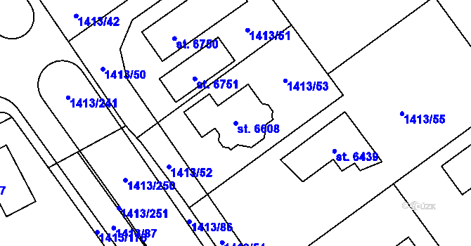 Parcela st. 6608 v KÚ Beroun, Katastrální mapa