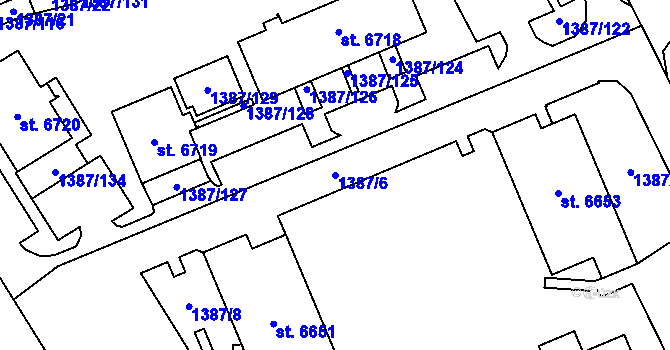 Parcela st. 1387/6 v KÚ Beroun, Katastrální mapa