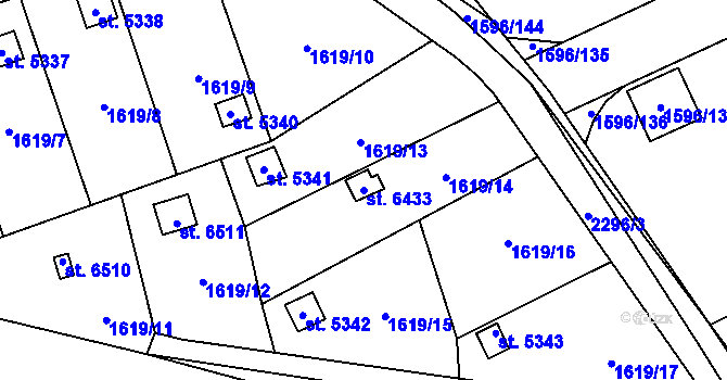 Parcela st. 6433 v KÚ Beroun, Katastrální mapa