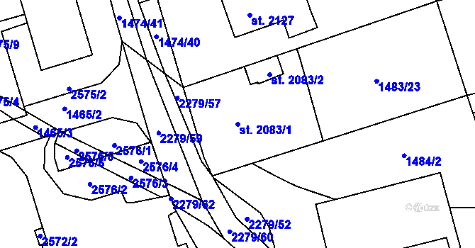 Parcela st. 2083/1 v KÚ Beroun, Katastrální mapa