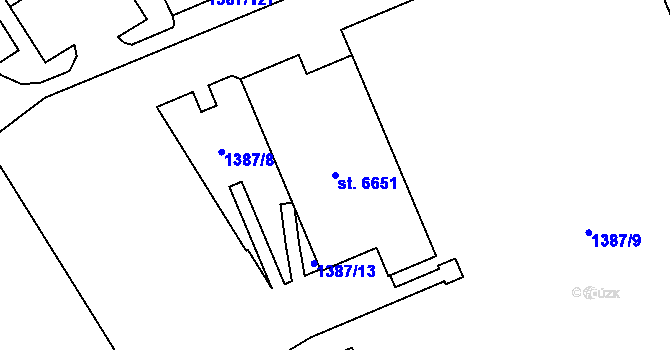 Parcela st. 6651 v KÚ Beroun, Katastrální mapa