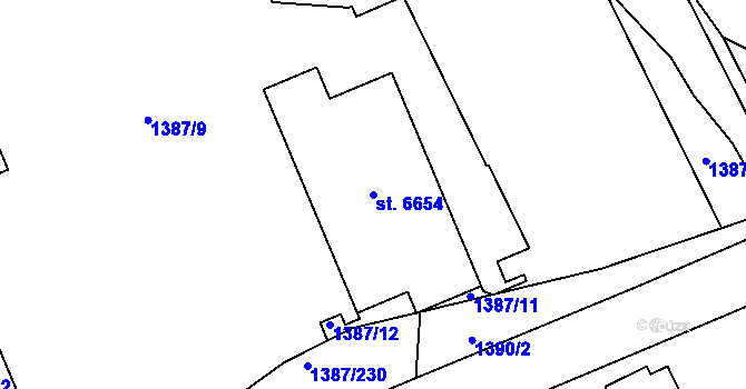 Parcela st. 6654 v KÚ Beroun, Katastrální mapa
