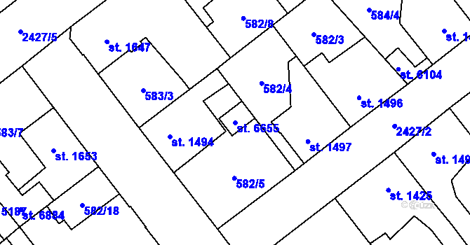 Parcela st. 6655 v KÚ Beroun, Katastrální mapa