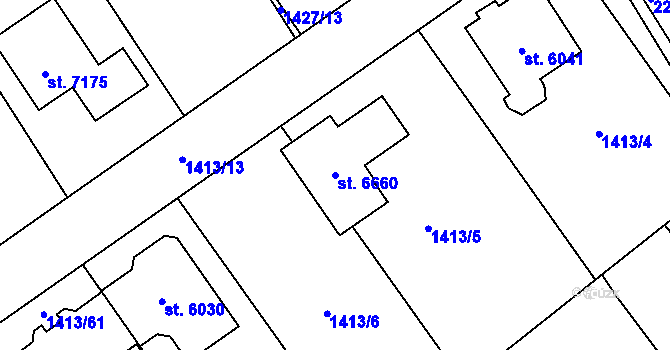 Parcela st. 6660 v KÚ Beroun, Katastrální mapa