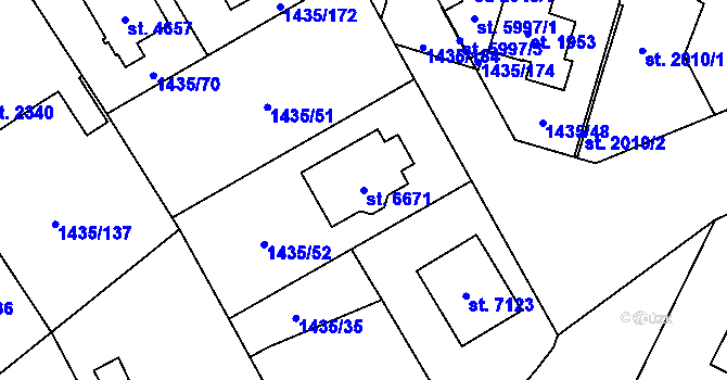 Parcela st. 6671 v KÚ Beroun, Katastrální mapa