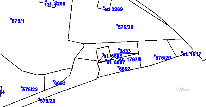 Parcela st. 6685 v KÚ Beroun, Katastrální mapa
