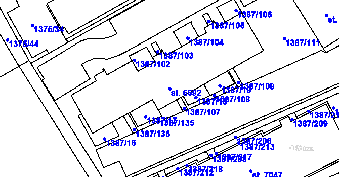 Parcela st. 6692 v KÚ Beroun, Katastrální mapa