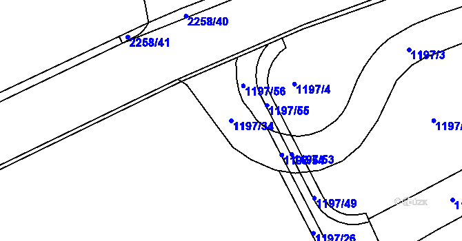 Parcela st. 1197/34 v KÚ Beroun, Katastrální mapa