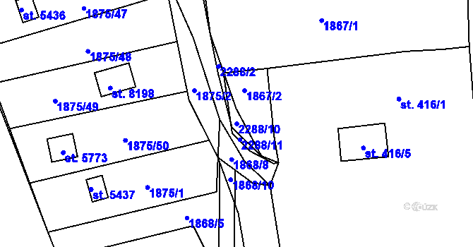 Parcela st. 2288/10 v KÚ Beroun, Katastrální mapa