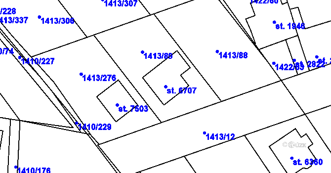 Parcela st. 6707 v KÚ Beroun, Katastrální mapa