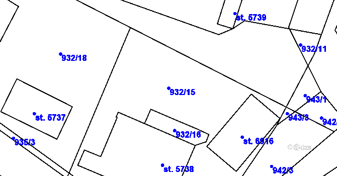Parcela st. 932/15 v KÚ Beroun, Katastrální mapa