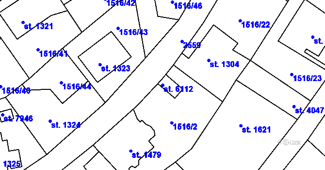 Parcela st. 6112 v KÚ Beroun, Katastrální mapa