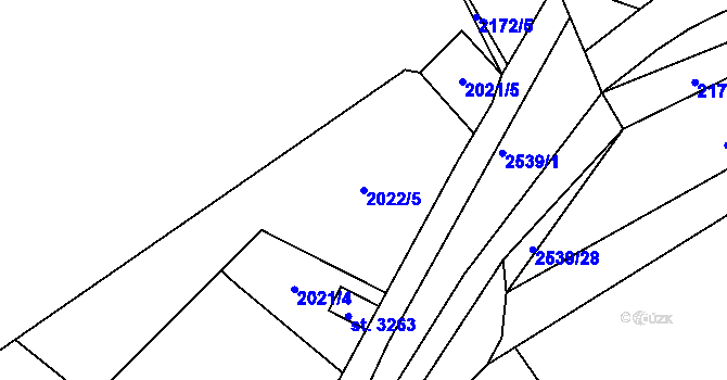 Parcela st. 2022/5 v KÚ Beroun, Katastrální mapa