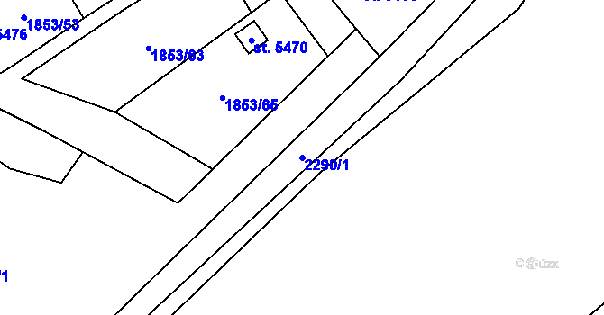 Parcela st. 2290/1 v KÚ Beroun, Katastrální mapa