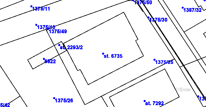 Parcela st. 6735 v KÚ Beroun, Katastrální mapa