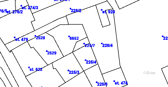 Parcela st. 225/7 v KÚ Beroun, Katastrální mapa