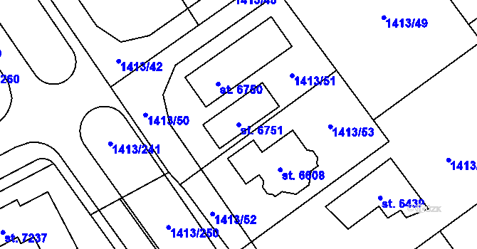 Parcela st. 6751 v KÚ Beroun, Katastrální mapa