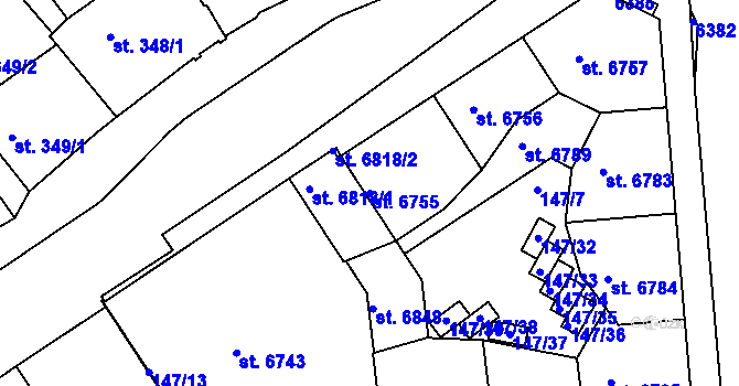 Parcela st. 6755 v KÚ Beroun, Katastrální mapa