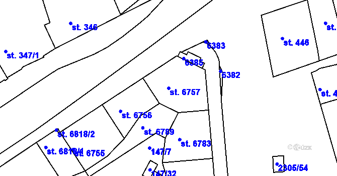 Parcela st. 6757 v KÚ Beroun, Katastrální mapa