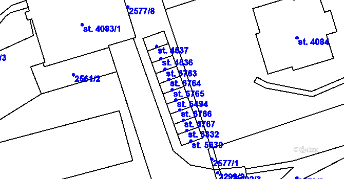 Parcela st. 6765 v KÚ Beroun, Katastrální mapa