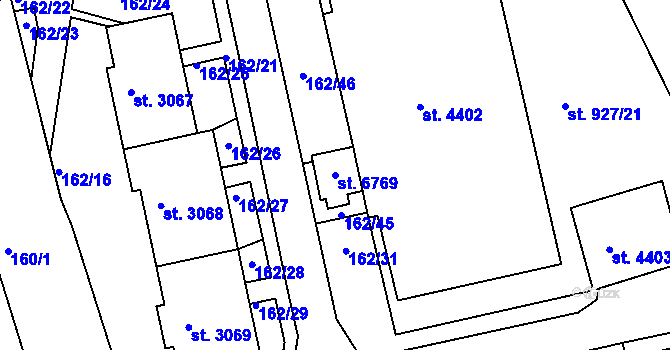 Parcela st. 6769 v KÚ Beroun, Katastrální mapa