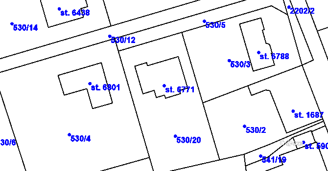 Parcela st. 6771 v KÚ Beroun, Katastrální mapa