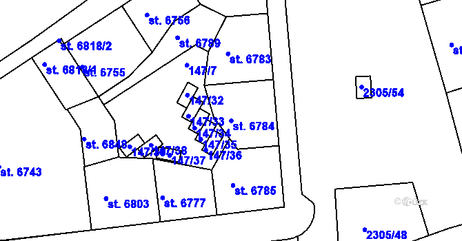 Parcela st. 6784 v KÚ Beroun, Katastrální mapa