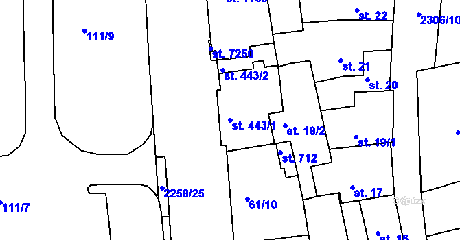 Parcela st. 443/1 v KÚ Beroun, Katastrální mapa