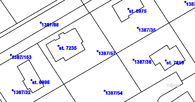 Parcela st. 1387/57 v KÚ Beroun, Katastrální mapa