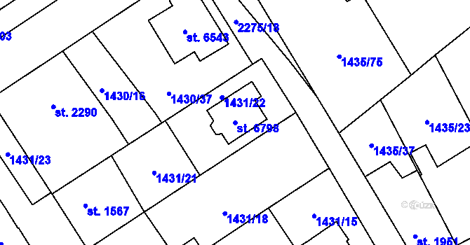 Parcela st. 6798 v KÚ Beroun, Katastrální mapa