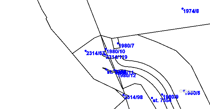 Parcela st. 2314/119 v KÚ Beroun, Katastrální mapa