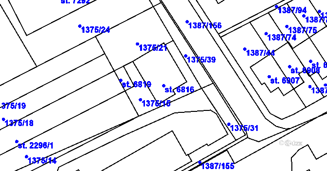 Parcela st. 6816 v KÚ Beroun, Katastrální mapa