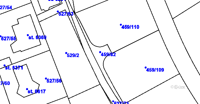 Parcela st. 459/82 v KÚ Beroun, Katastrální mapa