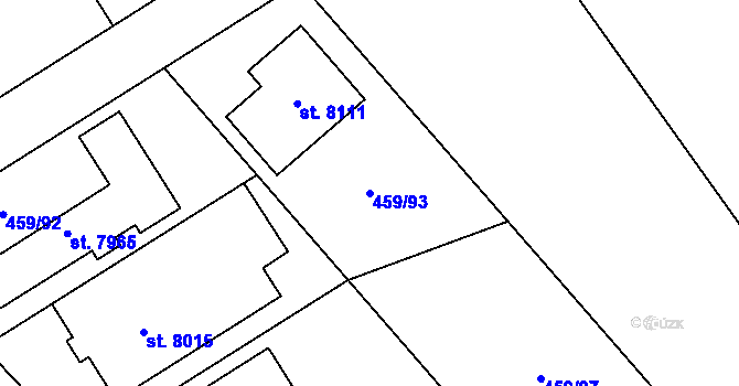Parcela st. 459/93 v KÚ Beroun, Katastrální mapa