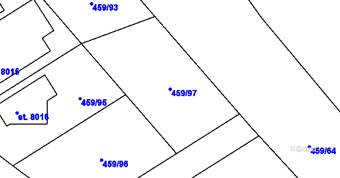 Parcela st. 459/97 v KÚ Beroun, Katastrální mapa