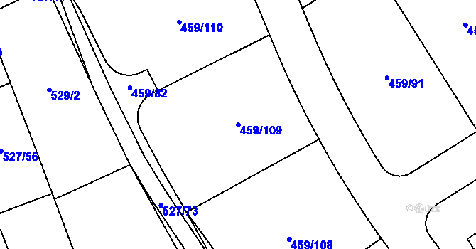 Parcela st. 459/109 v KÚ Beroun, Katastrální mapa