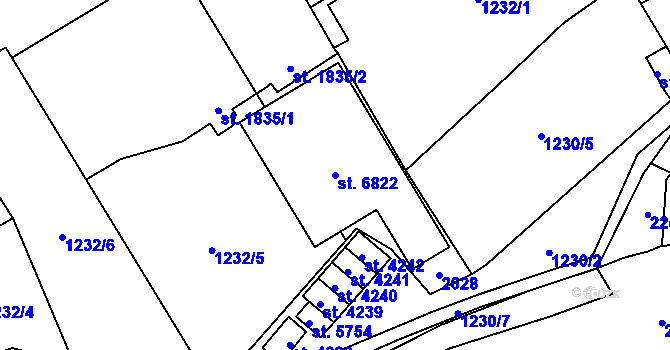 Parcela st. 6822 v KÚ Beroun, Katastrální mapa