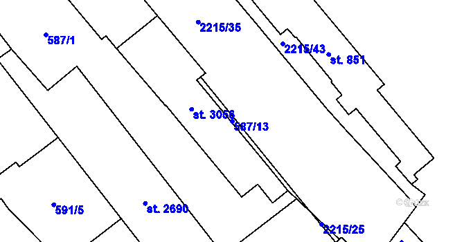 Parcela st. 587/13 v KÚ Beroun, Katastrální mapa
