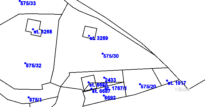 Parcela st. 575/30 v KÚ Beroun, Katastrální mapa