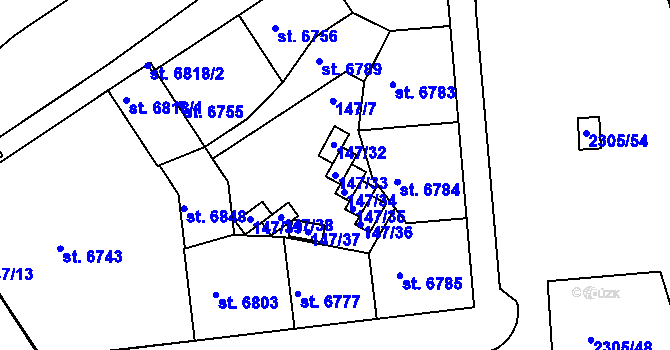Parcela st. 147/33 v KÚ Beroun, Katastrální mapa