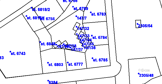 Parcela st. 147/35 v KÚ Beroun, Katastrální mapa