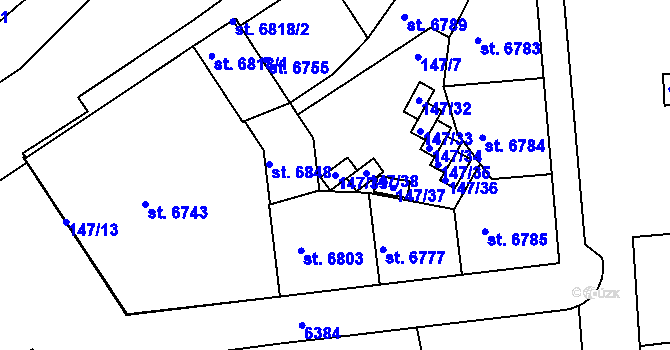 Parcela st. 147/39 v KÚ Beroun, Katastrální mapa