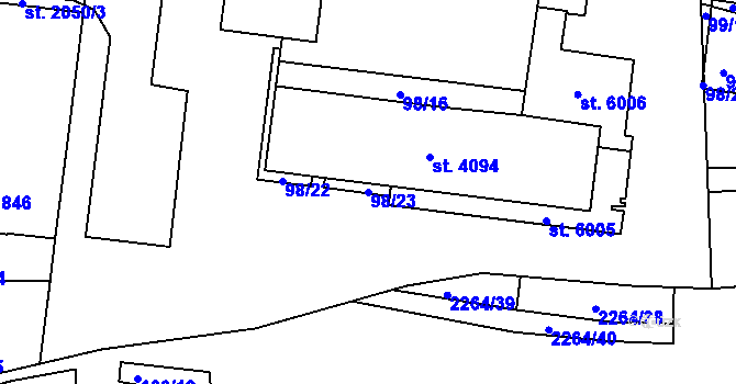 Parcela st. 98/23 v KÚ Beroun, Katastrální mapa