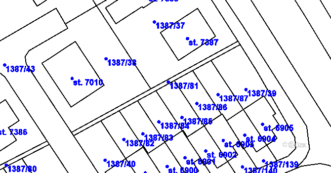 Parcela st. 1387/99 v KÚ Beroun, Katastrální mapa