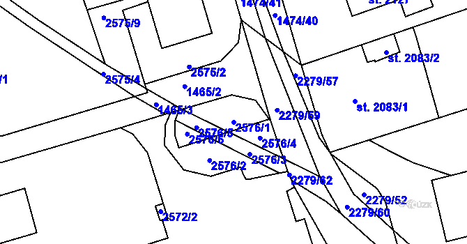 Parcela st. 2576/1 v KÚ Beroun, Katastrální mapa