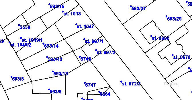 Parcela st. 997/2 v KÚ Beroun, Katastrální mapa
