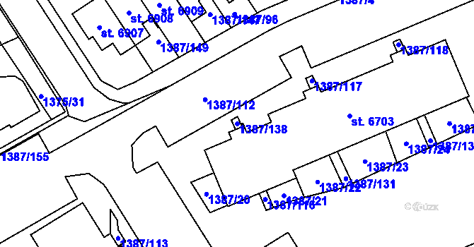 Parcela st. 1387/138 v KÚ Beroun, Katastrální mapa